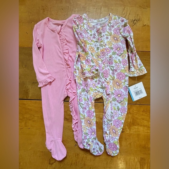 Little Me Baby 2 Pack Sleepwear Footies Size 6 Months New With Tags - Picture 1 of 13